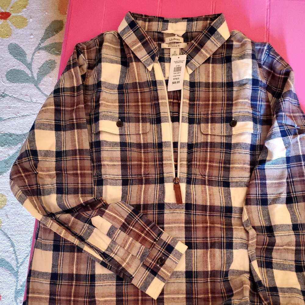 LL Bean half zip flannel